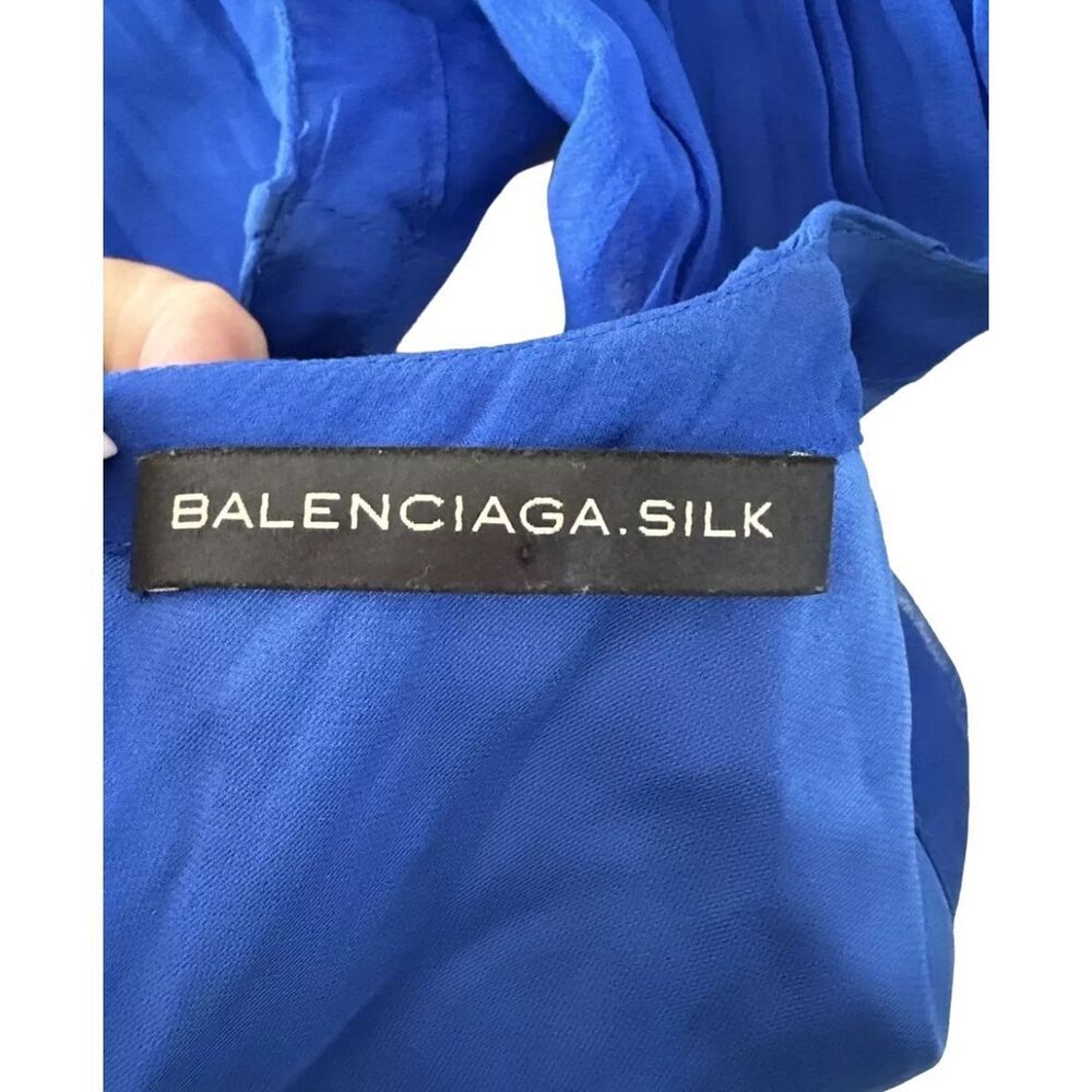 BALENCIAGA Blue Silk Vintage Knee Length Sleeveless Dress Size Small 2010 - Picture 2 of 13